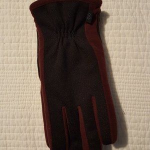 Isotoner Gloves, L/XL, Maroon & Black